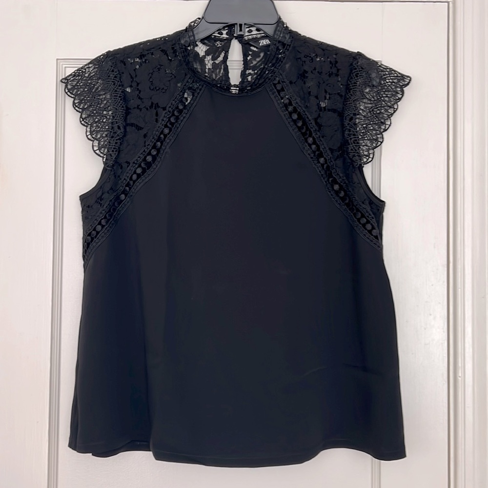 Zara Blouse with Lace Sleeves